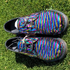 *RARE* NWT NIB Dr. Martens 1461 Rainbow Shift / Flip Sequin Lace Up Oxford